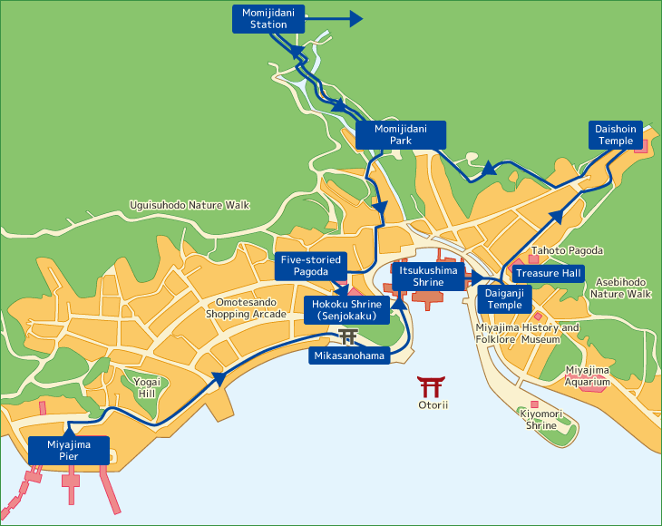 One-day sightseeing course map